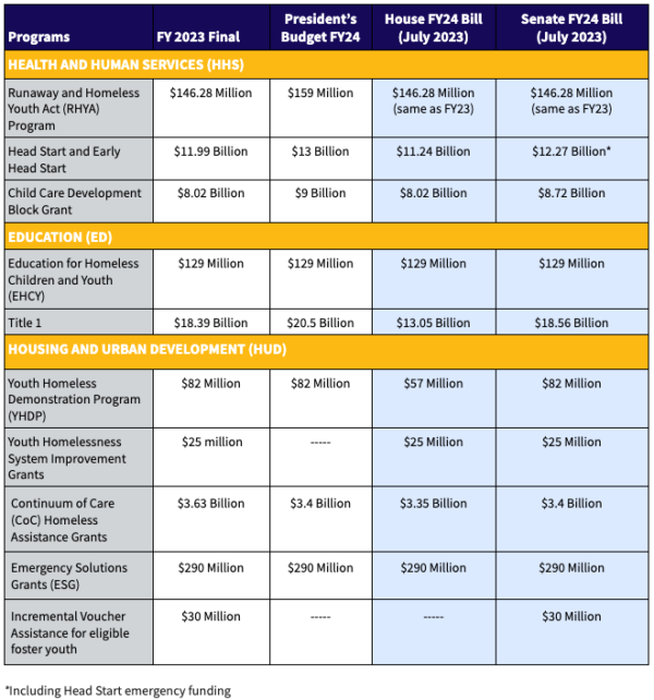 Federal 2024 Budget Current Status + Take Action to End Youth